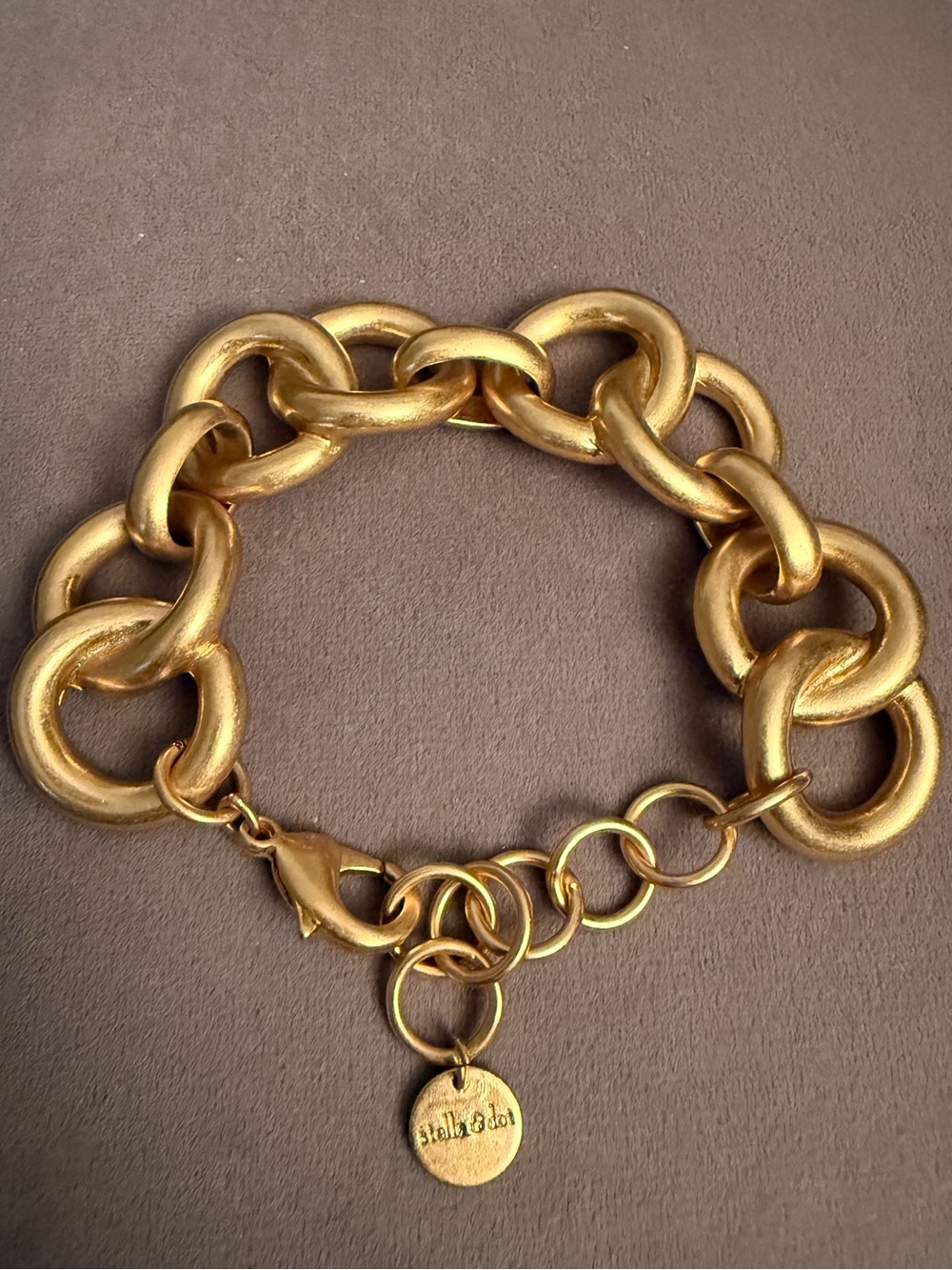 Stella and Dot Chunky Chain Link Bracelet Gold Tone Statement Adjustable